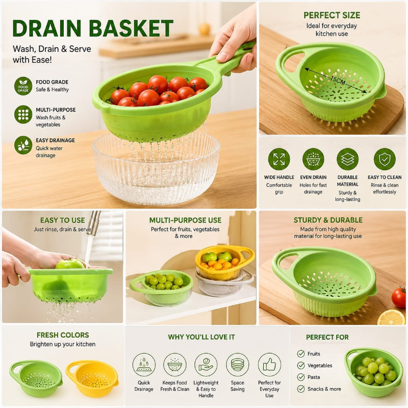 Plastic Drain Basket (Random Colours)