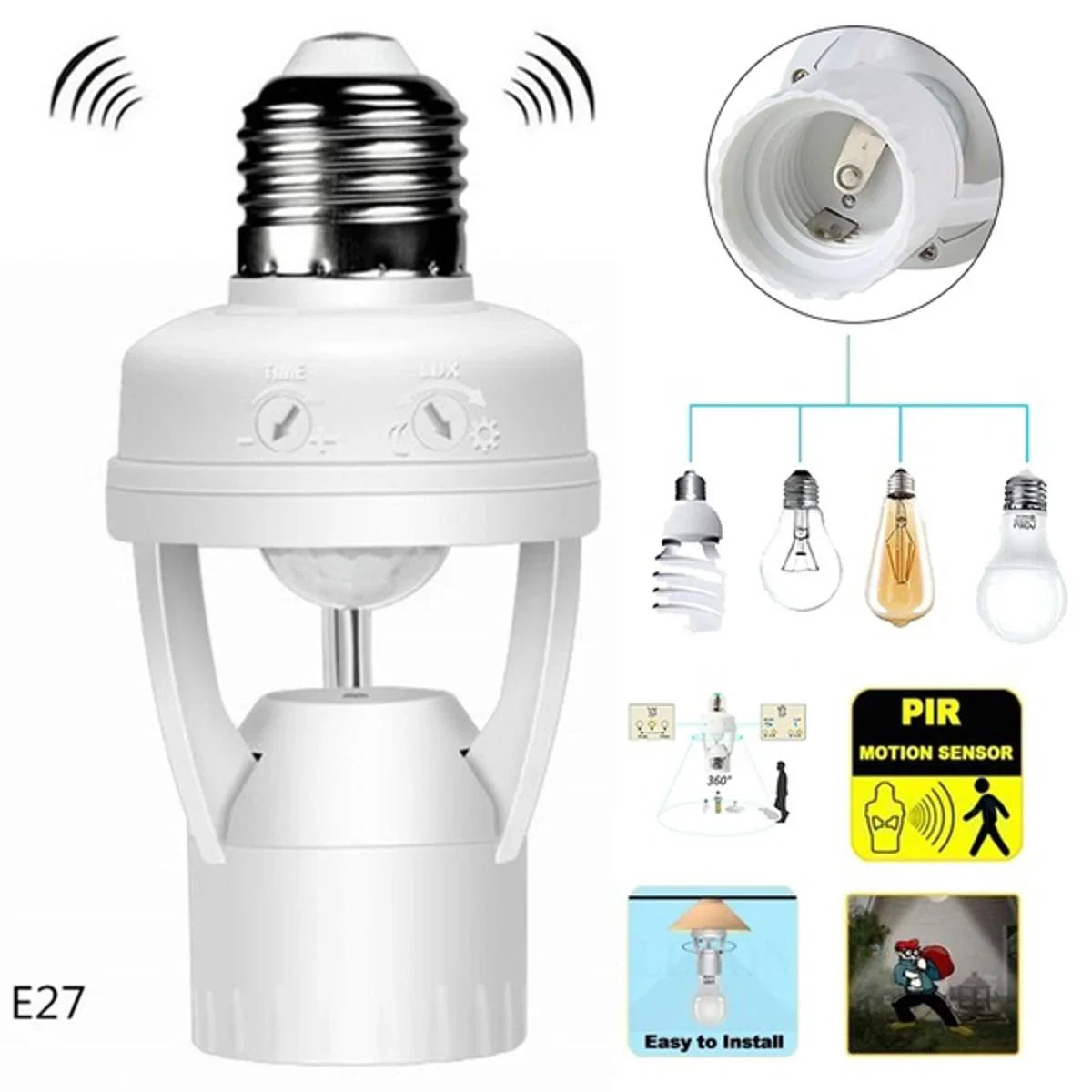 Sensor LED Bulb Holder (Without Bulb)