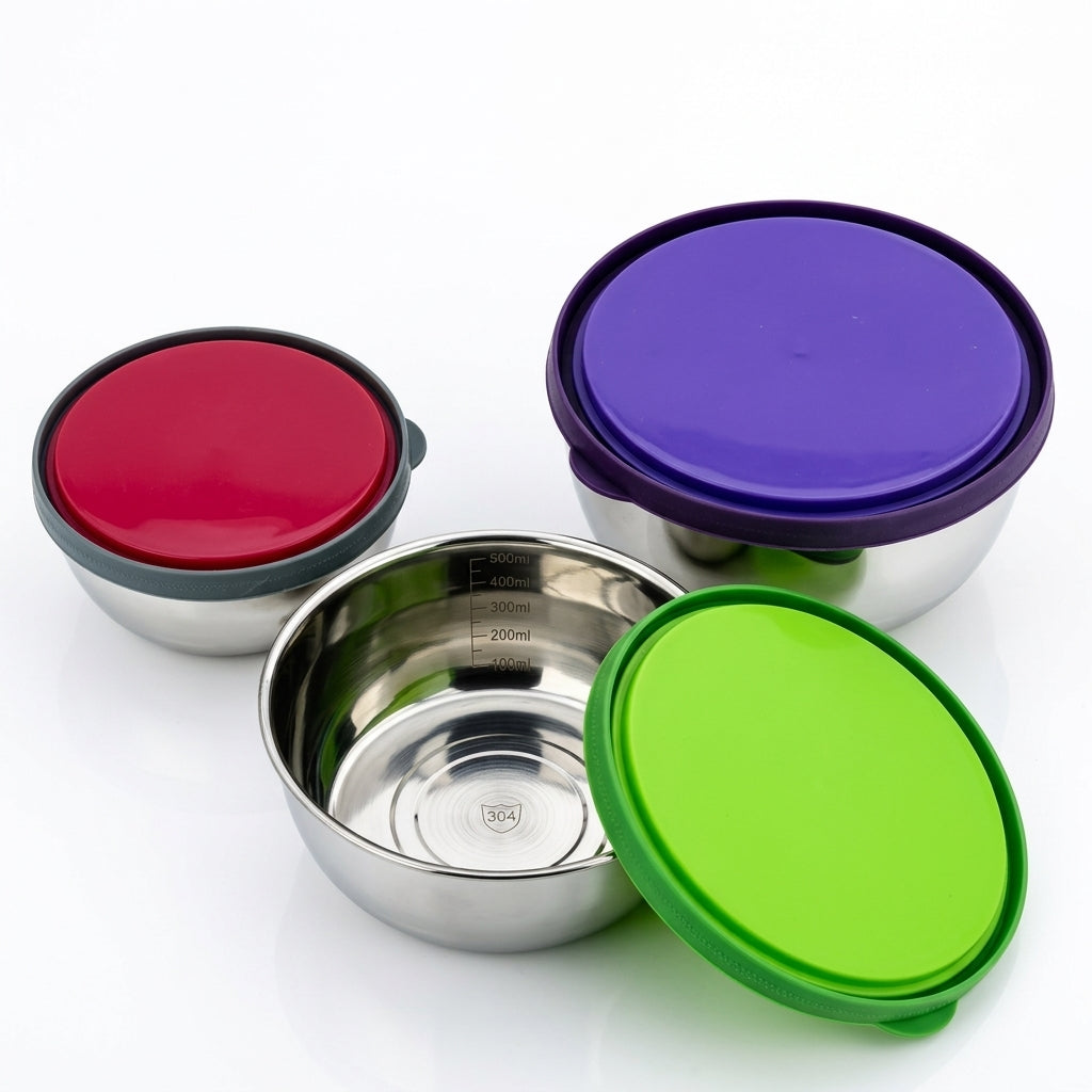 Stainless Steel Colourful 3 Pcs Bowl Set